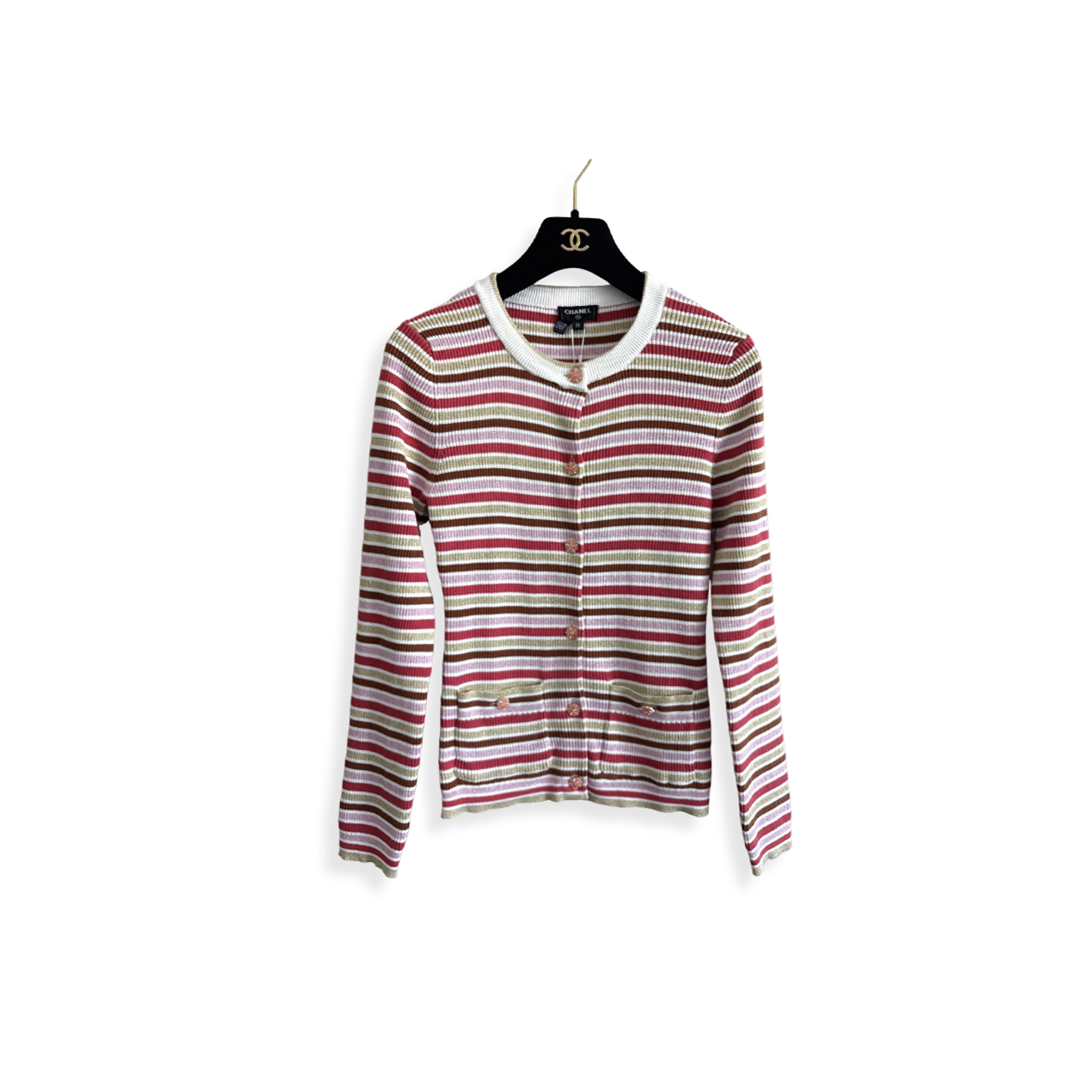 CHANEL COLORFUL STRIPED LONG-SLEEVED SHIRT P80997